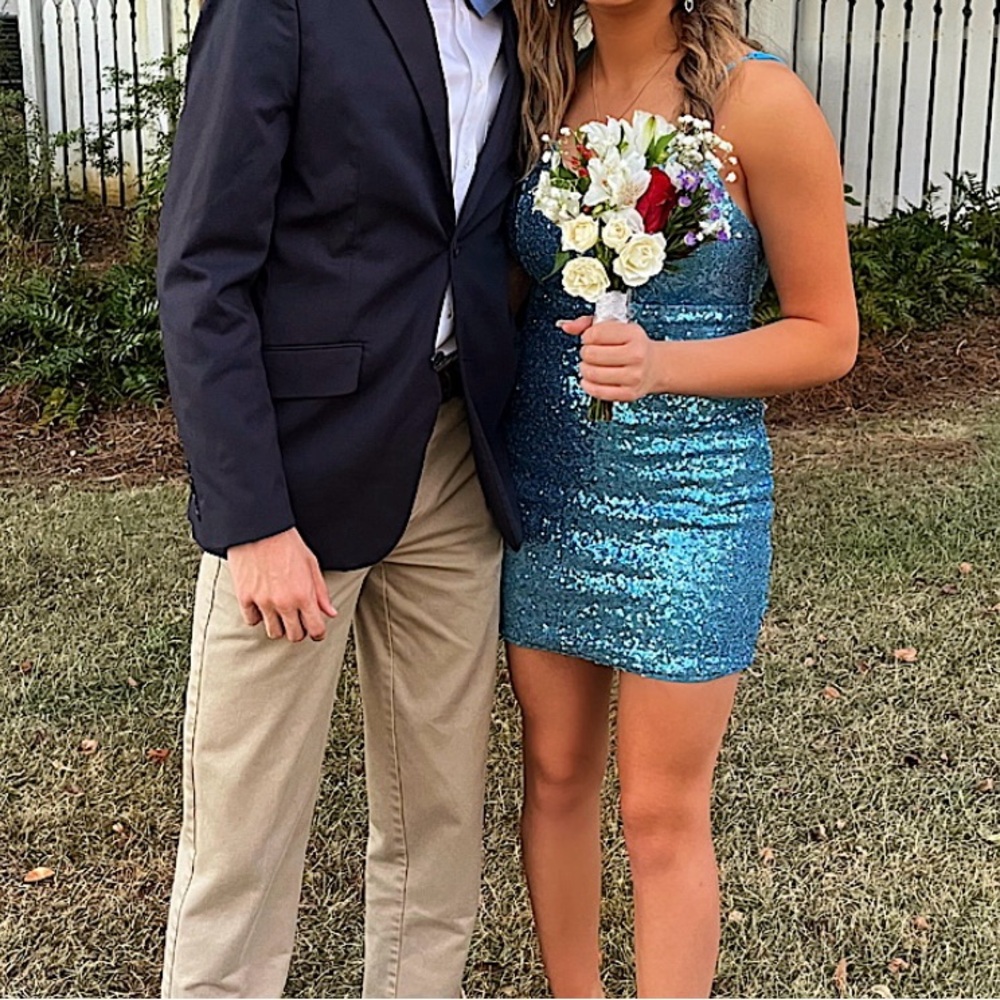 blue hello molly dress size xs WORN ONCE FOR DANCE!